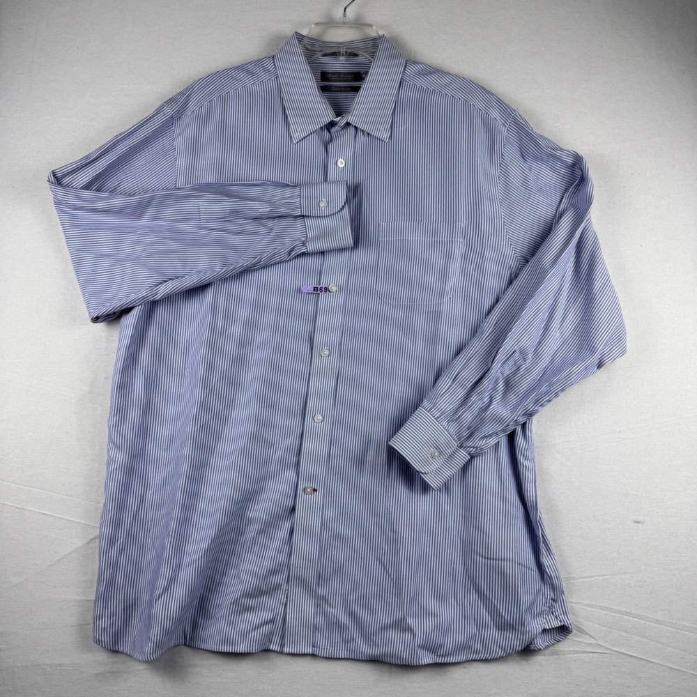 Daniel Cremieux Signature Collection Mens XL Blue White Striped Non-Iron Shirt